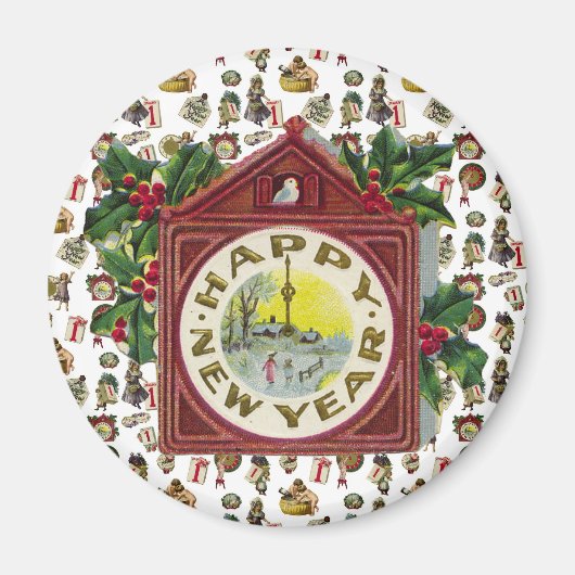 ヴィンテージ新年 マグネット (正面)