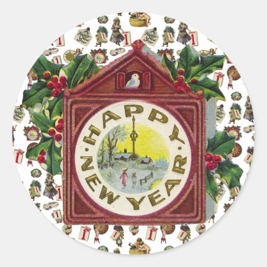 ヴィンテージ新年 ラウンドシール