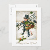 ヴィンテージ新年Chimneysweep少年 シーズンポストカード (正面/裏面)
