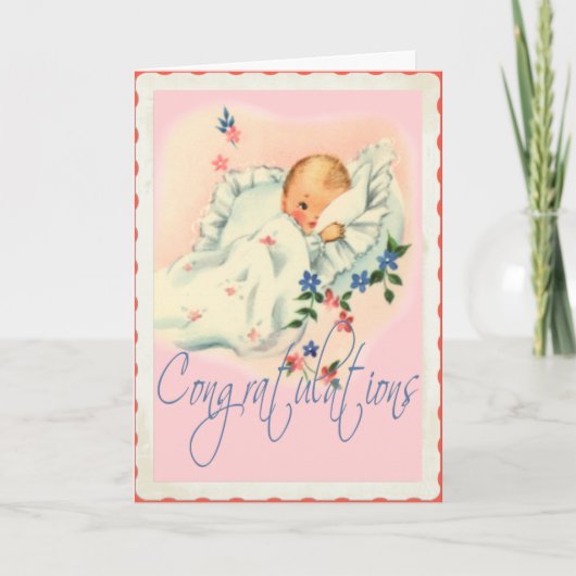 ヴィンテージ新生児おめでとうカード カード (正面)