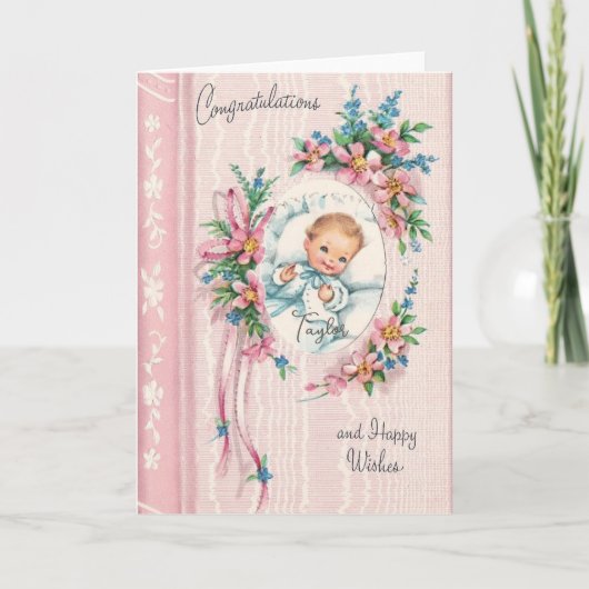 ヴィンテージ新生児おめでとうカード カード (正面)