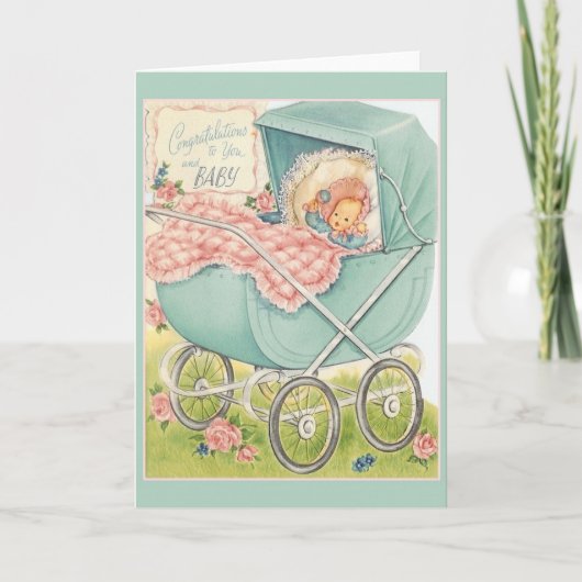 ヴィンテージ新生児おめでとうグリーティングカード カード (正面)