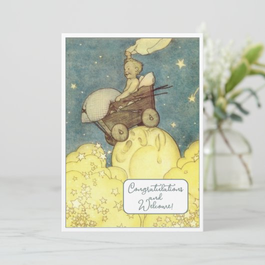 ヴィンテージ新生児おめでとうフラットカード (スタンド正面)