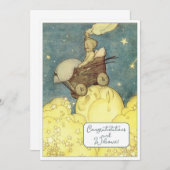 ヴィンテージ新生児おめでとうフラットカード (正面/裏面)