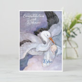 ヴィンテージ新生児おめでとうフラットカード (スタンド正面)