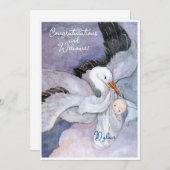 ヴィンテージ新生児おめでとうフラットカード (正面/裏面)