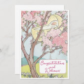 ヴィンテージ新生児おめでとうフラットカード (正面/裏面)