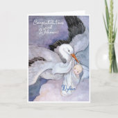 ヴィンテージ新生児おめでとうフラットカード カード (正面)