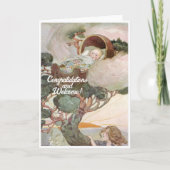 ヴィンテージ新生児おめでとうフラットカード カード (正面)