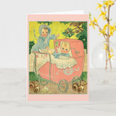 ヴィンテージ新生児と兄弟姉妹グリーティングカード カード (黄色い花)