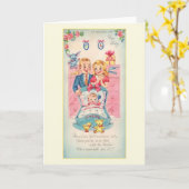 ヴィンテージ新生児グリーティングカード カード (黄色い花)