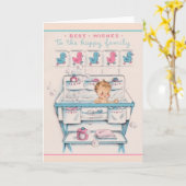 ヴィンテージ新生児グリーティングカード カード (黄色い花)