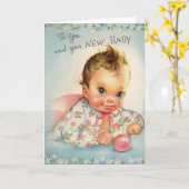 ヴィンテージ新生児グリーティングカード カード (黄色い花)