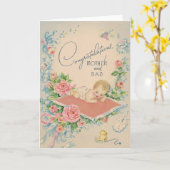 ヴィンテージ新生児グリーティングカード カード (黄色い花)