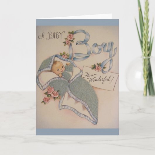 ヴィンテージ新生児ボーイグリーティングカード カード (正面)