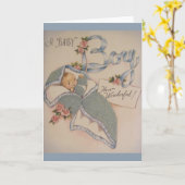 ヴィンテージ新生児ボーイグリーティングカード カード (黄色い花)