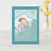 ヴィンテージ新生児ボーイグリーティングカード カード (黄色い花)