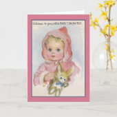 ヴィンテージ新生児娘グリーティングカード カード (黄色い花)