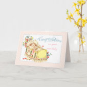 ヴィンテージ新生児 カード (黄色い花)