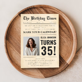 ヴィンテージ新聞おもしろ写真 35歳の誕生日パーティー 招待状