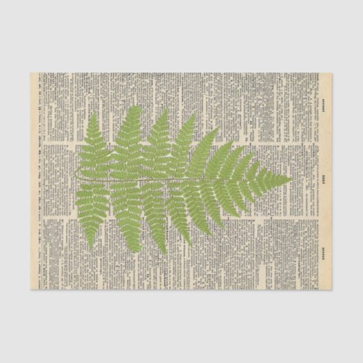 ヴィンテージ新聞とグリーンリーフデコpage 薄葉紙 (正面)