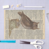 ヴィンテージ新聞とバームフクロウの切り離 薄葉紙 (クラフト)