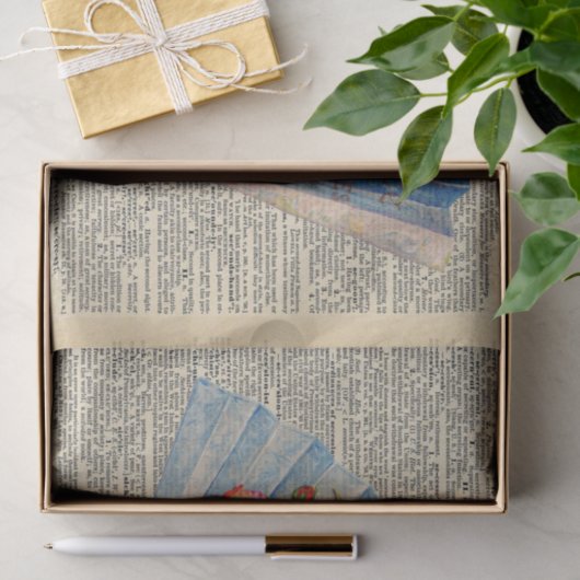 ヴィンテージ新聞とファフランスのンデコページ 薄葉紙 (ギフト)