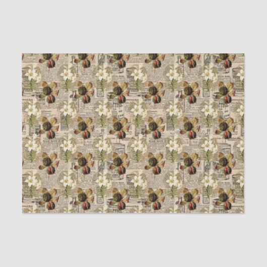 ヴィンテージ新聞と果実 薄葉紙 (正面)