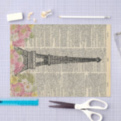 ヴィンテージ新聞と花パリスデクページ 薄葉紙 (クラフト)