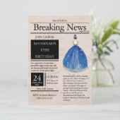 ヴィンテージ新聞のキンセアニエラ 青いアズール 招待状 (スタンド正面)