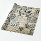 ヴィンテージ新聞のページと裁縫アクセサリー ラッピングペーパー (アンロールド)