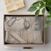 ヴィンテージ新聞の切り抜き、錆びた鋏 薄葉紙 (ギフト)