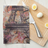 ヴィンテージ新聞の台本パリエッフェルタワー キッチンタオル (四つ折り)