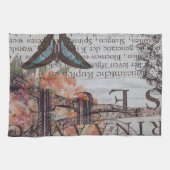 ヴィンテージ新聞の台本パリエッフェルタワー キッチンタオル (横)