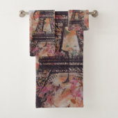 ヴィンテージ新聞の台本パリエッフェルタワー バスタオルセット (インサイチュ)