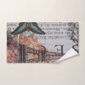 ヴィンテージ新聞の台本パリエッフェルタワー バスタオルセット (ハンドタオル)