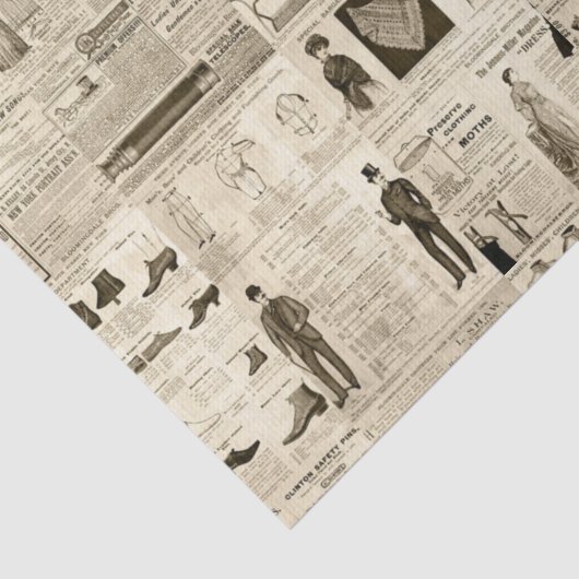 ヴィンテージ新聞の広告を並べて表示素朴する 薄葉紙 (詳細)