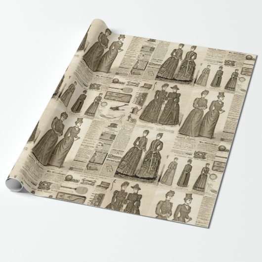 ヴィンテージ新聞の広告を並素朴べて ラッピングペーパー (アンロールド)