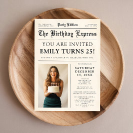 ヴィンテージ新聞の楽しみ フォト 25歳の誕生日パーティー 招待状