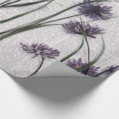 ヴィンテージ新聞の紫色の野生の花 ラッピングペーパー (角)