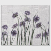 ヴィンテージ新聞の紫色の野生の花 ラッピングペーパー (フラット)