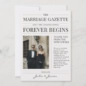 ヴィンテージ新聞の結婚式写真 感謝カード サンキューカード (正面)