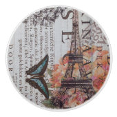 ヴィンテージ新聞の脚本パリエッフェルタワー セラミックノブ (正面)