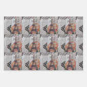 ヴィンテージ新聞の脚本パリエッフェルタワー ラッピングペーパーシート (正面2)