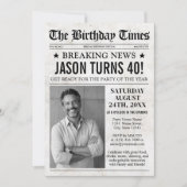 ヴィンテージ新聞の誕生日招待状、カスタム写真 シーズンカード (正面)
