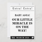 ヴィンテージ新聞の赤ちゃんシャワー招待状 招待状 (裏面)