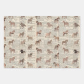 ヴィンテージ新聞の馬のコラージュ ラッピングペーパーシート (正面)