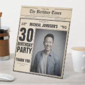 ヴィンテージ新聞カスタム30歳の誕生日へようこそ 台座サイン (インサイチュ)