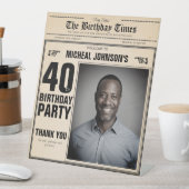 ヴィンテージ新聞カスタム40歳の誕生日へようこそ 台座サイン (インサイチュ)