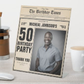 ヴィンテージ新聞カスタム50th誕生日へようこそ 台座サイン (インサイチュ)